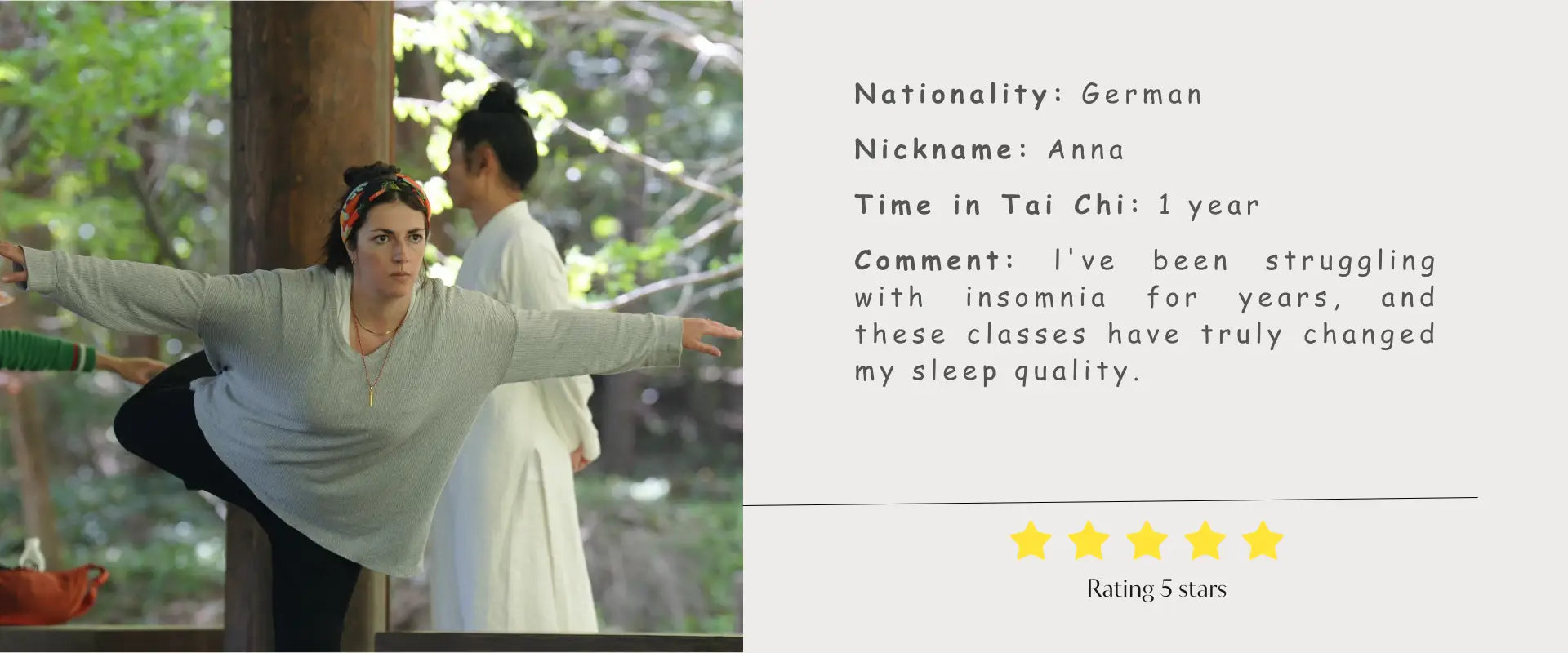 Authentic testimonial from a Tai Chi Spirit student